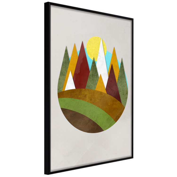 Poster Mountain Trail - colorful abstraction with a field landscape on a light background 129339 additionalImage 10