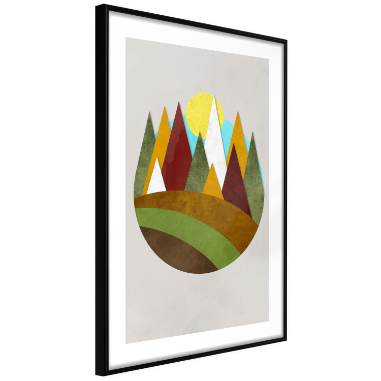 Poster Mountain Trail - colorful abstraction with a field landscape on a light background 129339 additionalImage 12