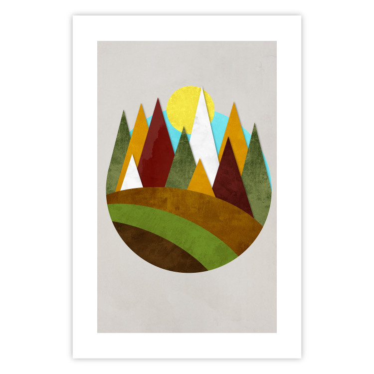 Poster Mountain Trail - colorful abstraction with a field landscape on a light background 129339 additionalImage 19