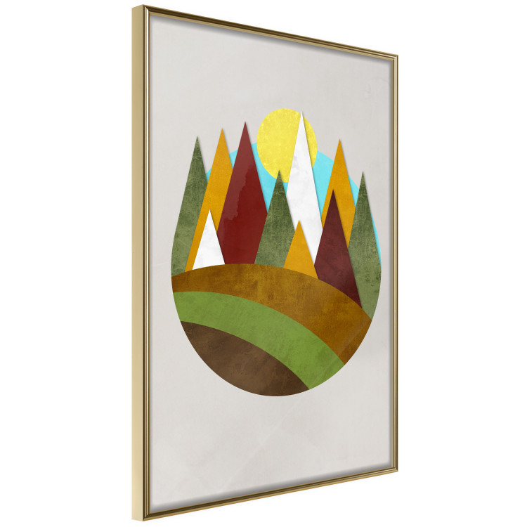 Poster Mountain Trail - colorful abstraction with a field landscape on a light background 129339 additionalImage 11