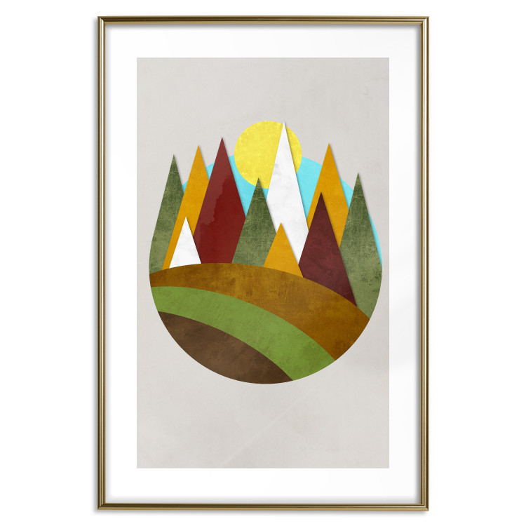 Poster Mountain Trail - colorful abstraction with a field landscape on a light background 129339 additionalImage 14