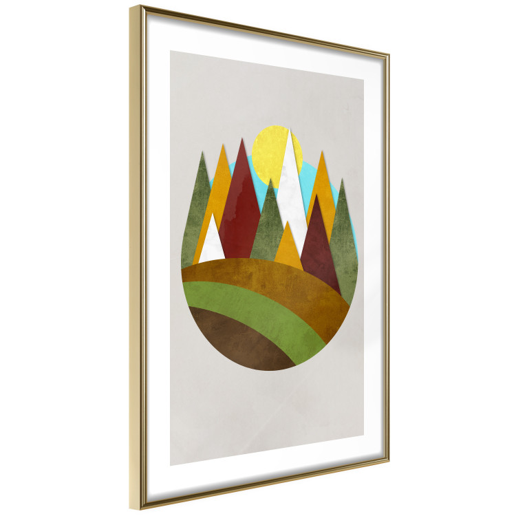 Poster Mountain Trail - colorful abstraction with a field landscape on a light background 129339 additionalImage 9