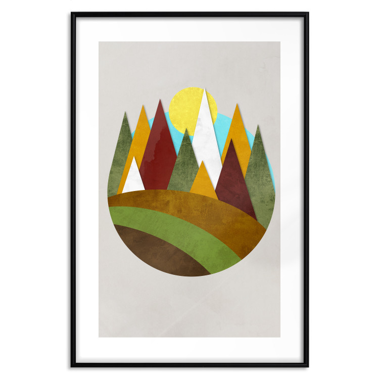 Poster Mountain Trail - colorful abstraction with a field landscape on a light background 129339 additionalImage 15