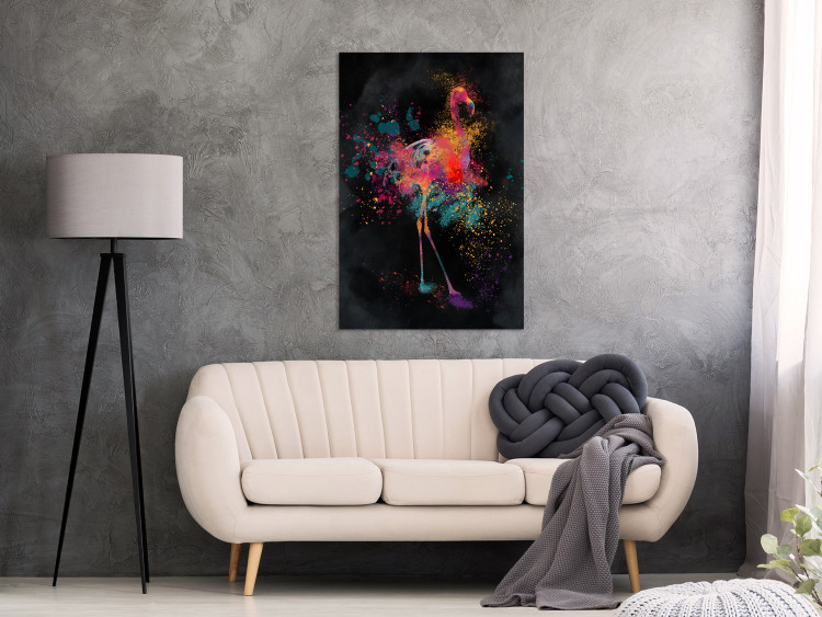 Canvas Print Flamingo Color (1-piece) Vertical - colorful abstract flamingo 130439 additionalImage 3