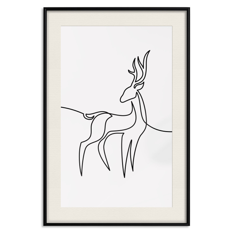 Poster Inquisitive Fawn - abstract line art of a deer on a light gray background 130739 additionalImage 21
