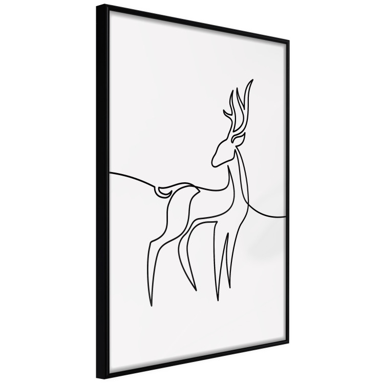 Poster Inquisitive Fawn - abstract line art of a deer on a light gray background 130739 additionalImage 11