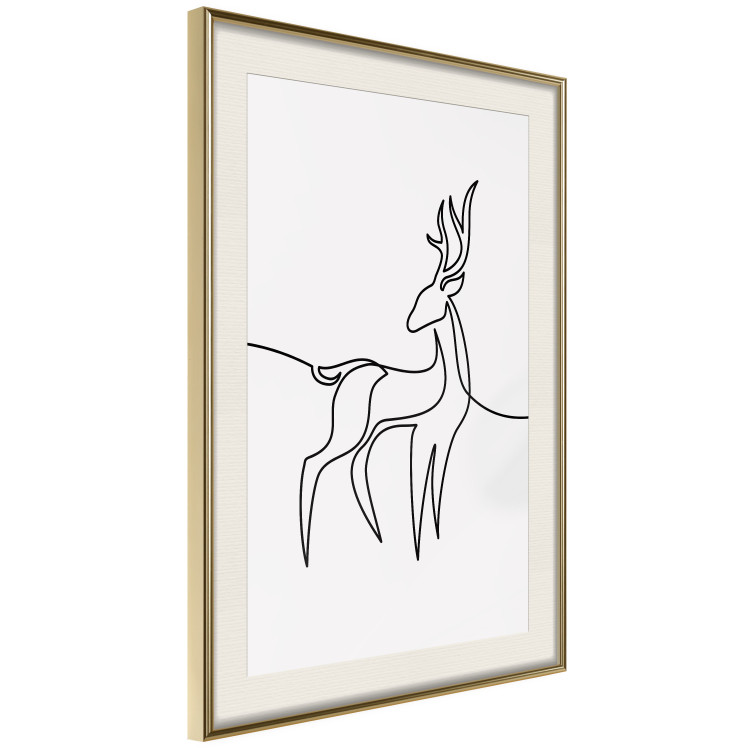 Poster Inquisitive Fawn - abstract line art of a deer on a light gray background 130739 additionalImage 3