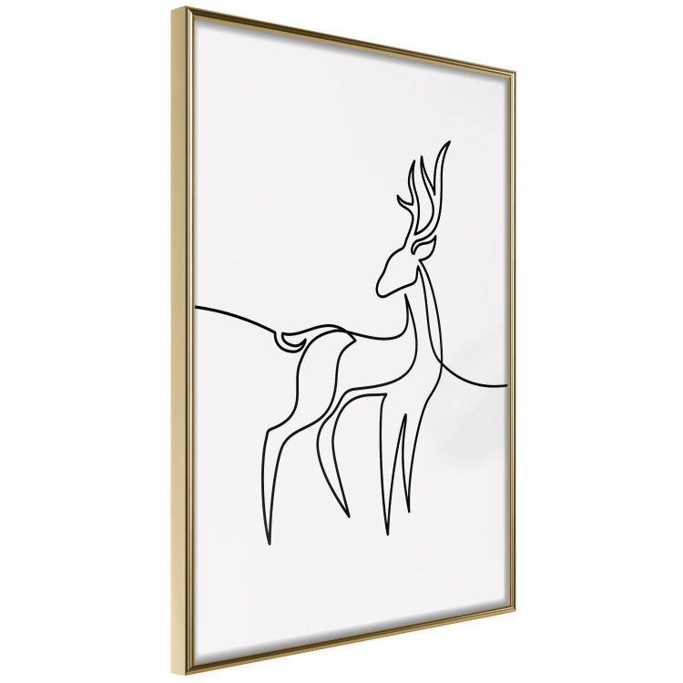 Poster Inquisitive Fawn - abstract line art of a deer on a light gray background 130739 additionalImage 12