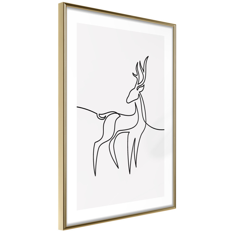 Poster Inquisitive Fawn - abstract line art of a deer on a light gray background 130739 additionalImage 7
