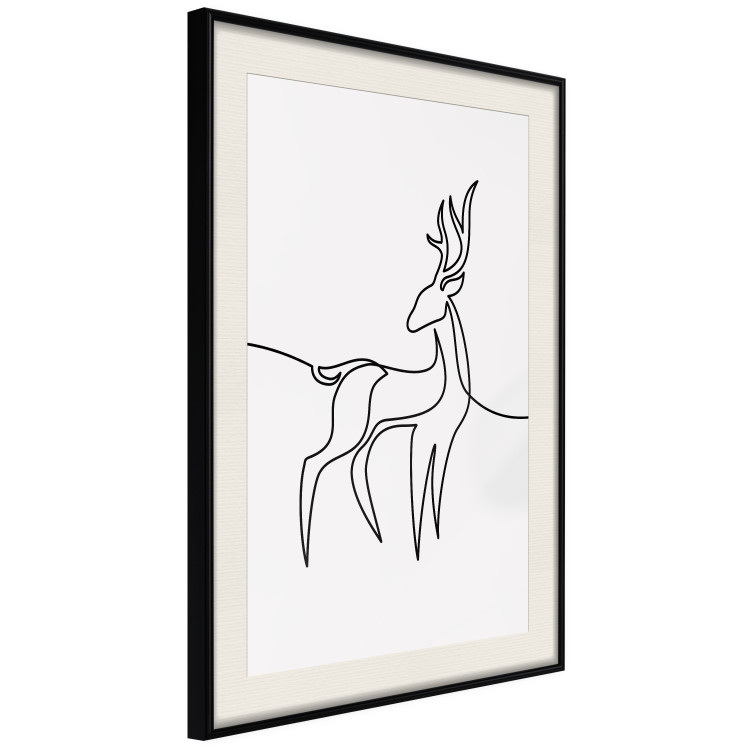 Poster Inquisitive Fawn - abstract line art of a deer on a light gray background 130739 additionalImage 2