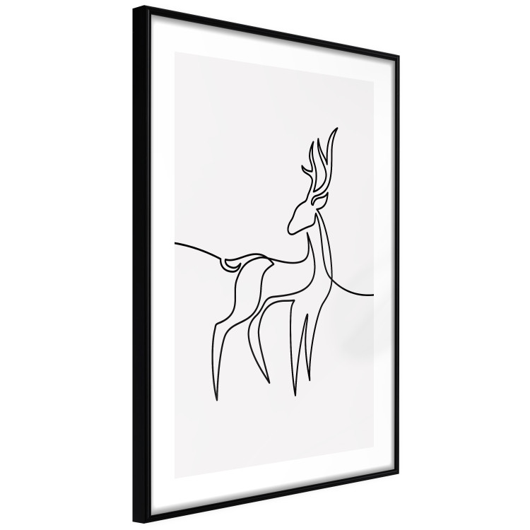 Poster Inquisitive Fawn - abstract line art of a deer on a light gray background 130739 additionalImage 8