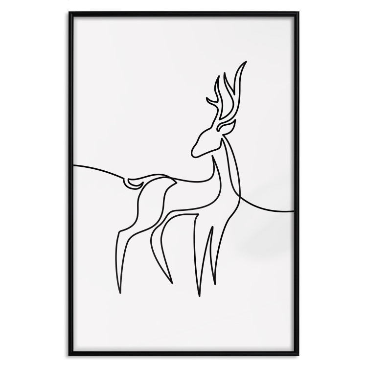 Poster Inquisitive Fawn - abstract line art of a deer on a light gray background 130739 additionalImage 26
