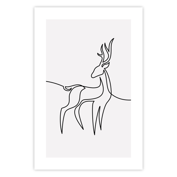 Poster Inquisitive Fawn - abstract line art of a deer on a light gray background 130739 additionalImage 18