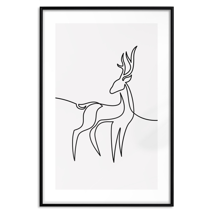 Poster Inquisitive Fawn - abstract line art of a deer on a light gray background 130739 additionalImage 19