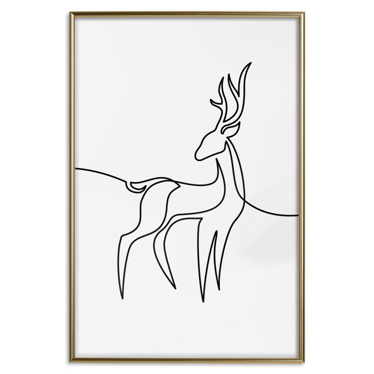Poster Inquisitive Fawn - abstract line art of a deer on a light gray background 130739 additionalImage 27