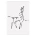 Poster Inquisitive Fawn - abstract line art of a deer on a light gray background 130739