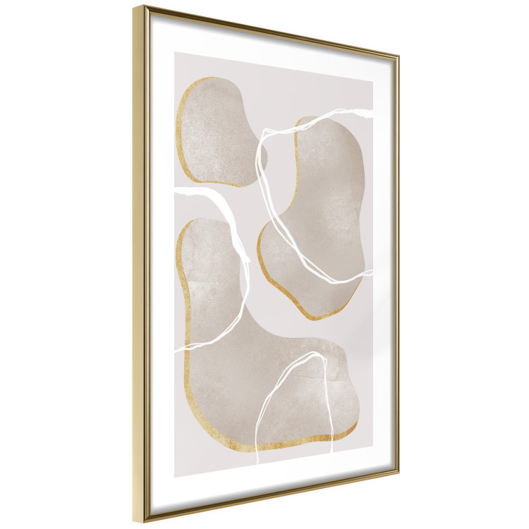 Wall Poster Beach Dream - simple abstraction with beige round shapes and white lines 136539 additionalImage 2