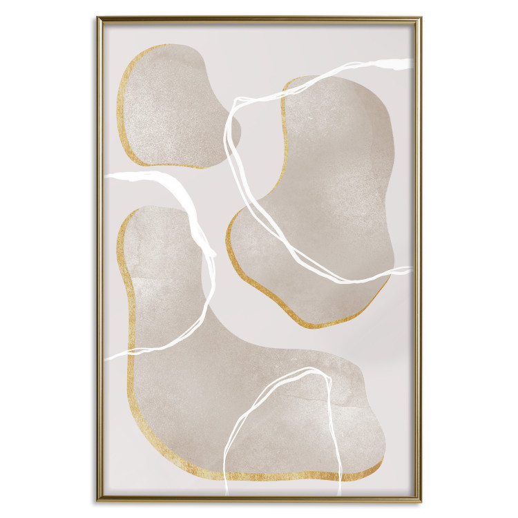Wall Poster Beach Dream - simple abstraction with beige round shapes and white lines 136539 additionalImage 9