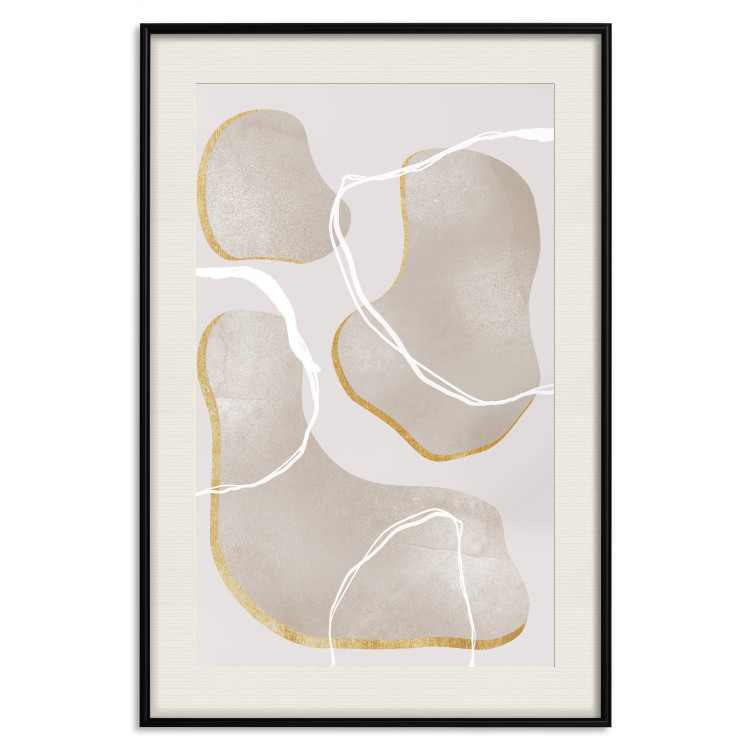 Wall Poster Beach Dream - simple abstraction with beige round shapes and white lines 136539 additionalImage 17