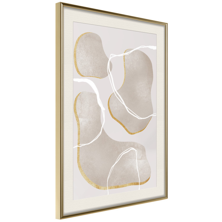 Wall Poster Beach Dream - simple abstraction with beige round shapes and white lines 136539 additionalImage 3