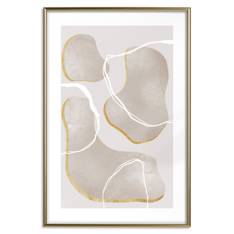 Wall Poster Beach Dream - simple abstraction with beige round shapes and white lines 136539 additionalImage 13