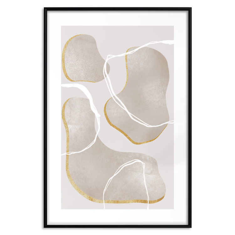 Wall Poster Beach Dream - simple abstraction with beige round shapes and white lines 136539 additionalImage 14