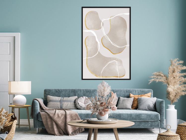 Wall Poster Beach Dream - simple abstraction with beige round shapes and white lines 136539 additionalImage 20