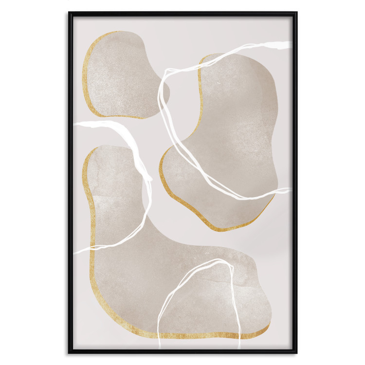 Wall Poster Beach Dream - simple abstraction with beige round shapes and white lines 136539 additionalImage 12
