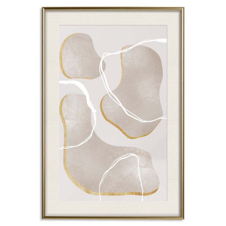 Wall Poster Beach Dream - simple abstraction with beige round shapes and white lines 136539 additionalImage 18