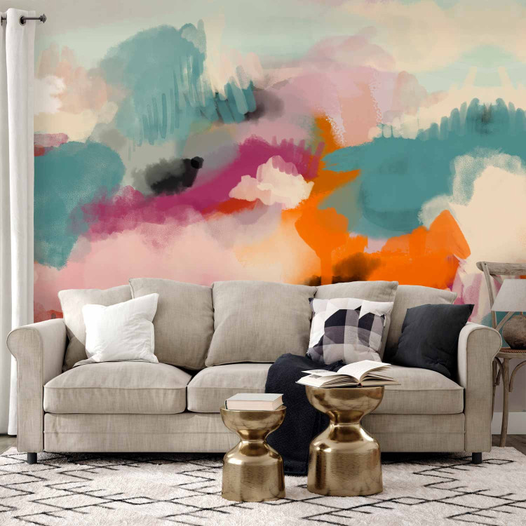 Wall Mural Colorful abstraction - Colorful spots on the shape of clouds on a blue background 138339