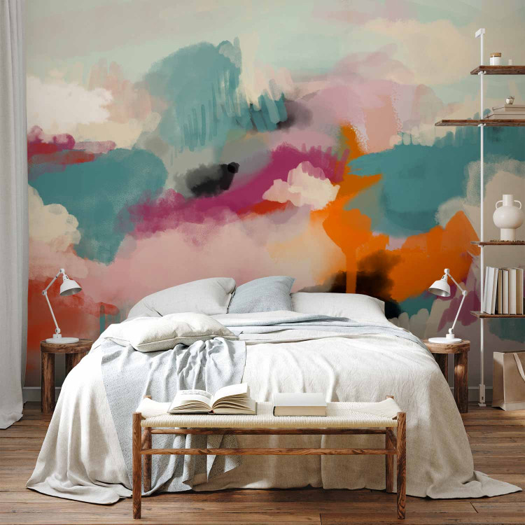 Wall Mural Colorful abstraction - Colorful spots on the shape of clouds on a blue background 138339 additionalImage 2
