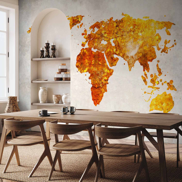 Photo Wallpaper Gold continents - a map of the world maintained in elegant colors 138739 additionalImage 4