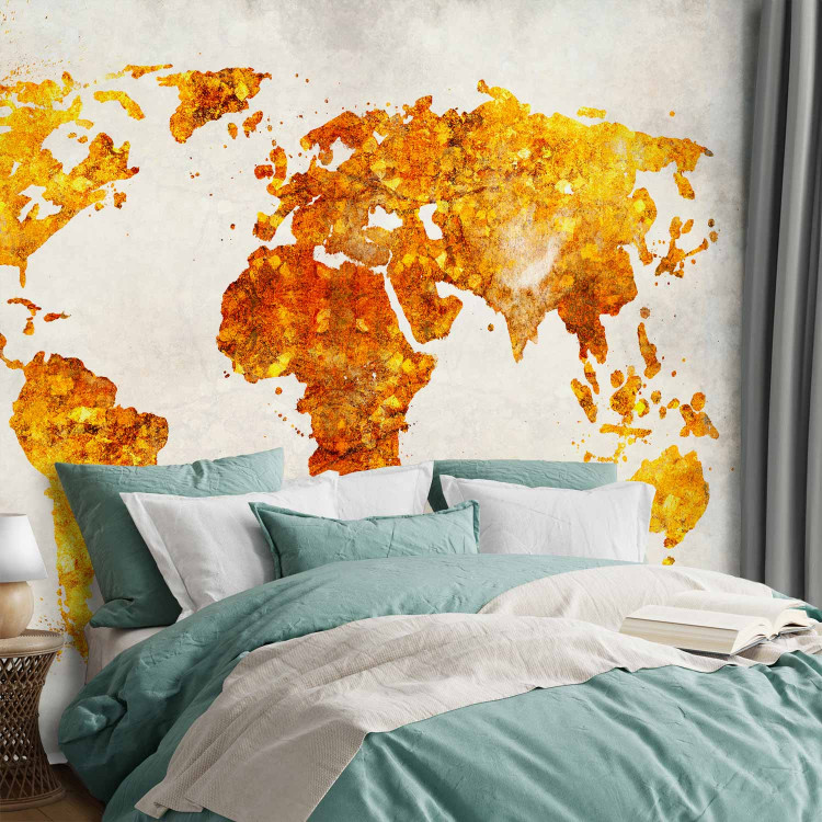 Photo Wallpaper Gold continents - a map of the world maintained in elegant colors 138739 additionalImage 2