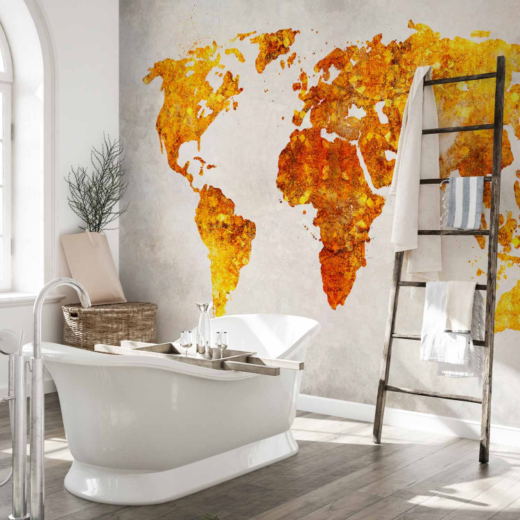 Photo Wallpaper Gold continents - a map of the world maintained in elegant colors 138739 additionalImage 8