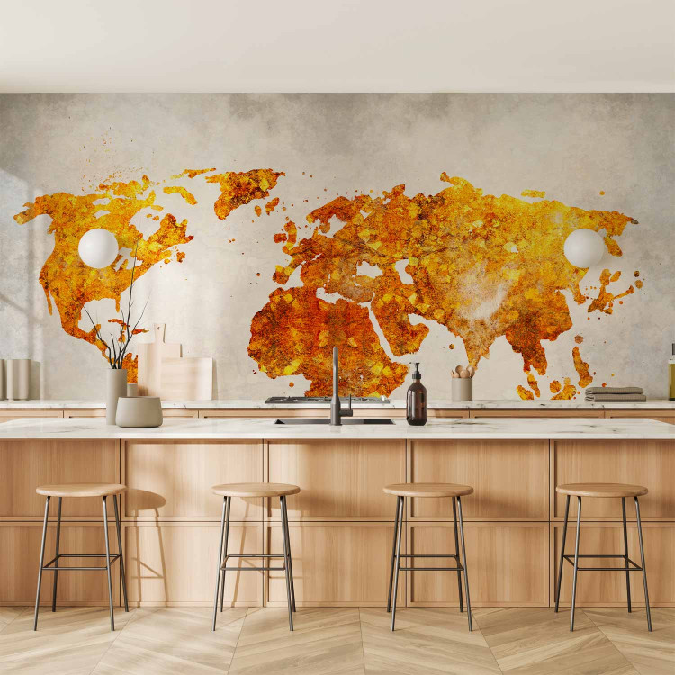 Photo Wallpaper Gold continents - a map of the world maintained in elegant colors 138739 additionalImage 6