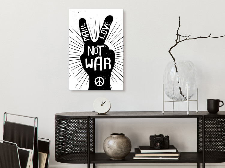 Canvas Art Print Not for War (1-piece) Vertical - black and white sign with text 142439 additionalImage 3