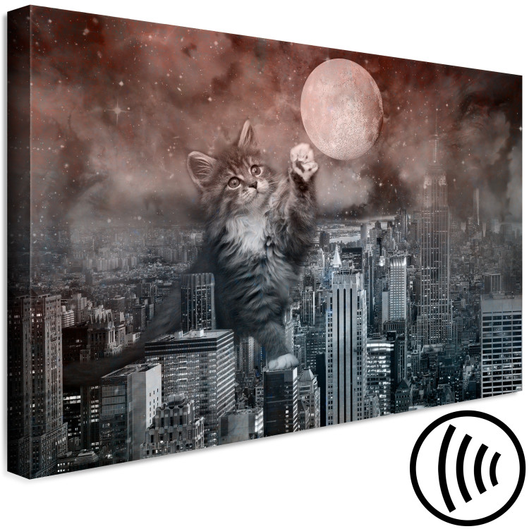 Canvas Print Cat in New York (1-piece) Wide - cityscape in moonlight 143439 additionalImage 6