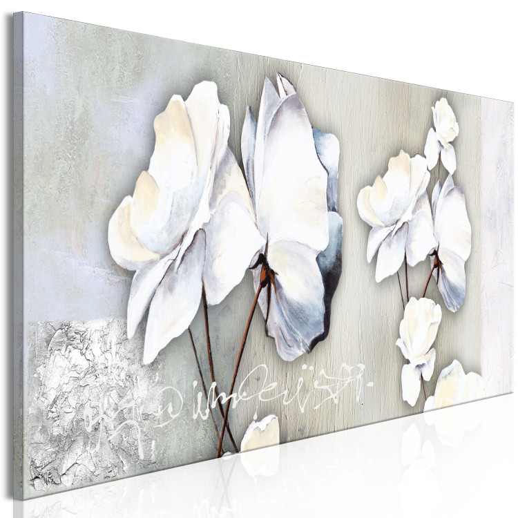Canvas White Poppies and Silver (1-piece) Narrow - flowers on a light background 143739 additionalImage 2