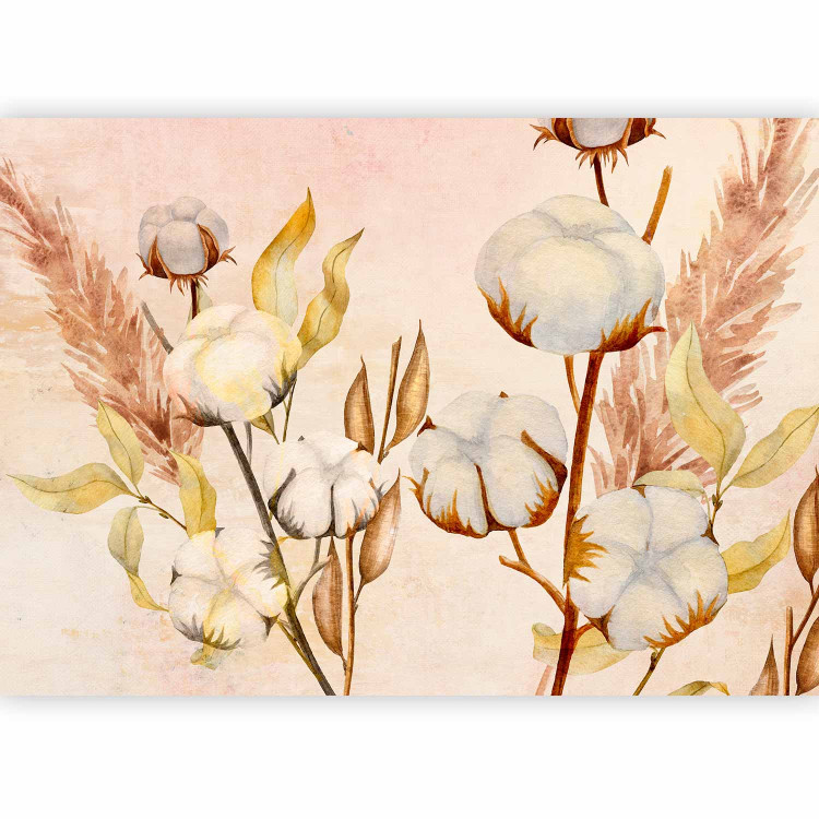 Photo Wallpaper Landscape - nature motif with cotton flowers on a background in shades of pink 143839 additionalImage 5