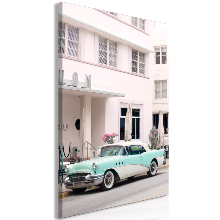Canvas Urban Landscape (1-piece) - cyan car in the city center 144339 additionalImage 2