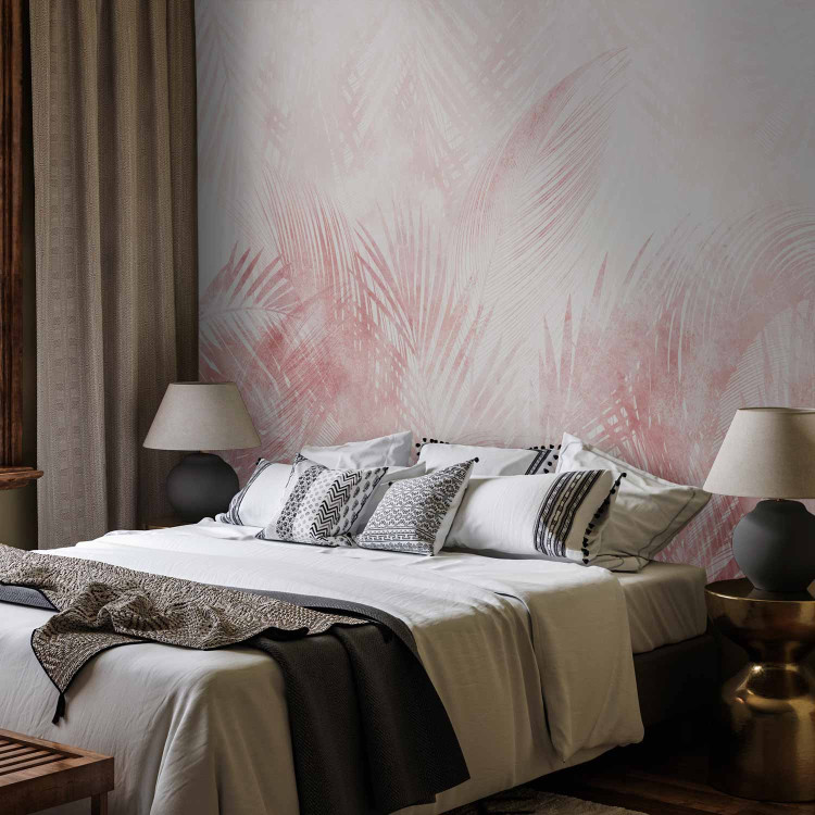Wall Mural Relaxed plants - interspersed palm leaves in a pink shade 144639 additionalImage 2