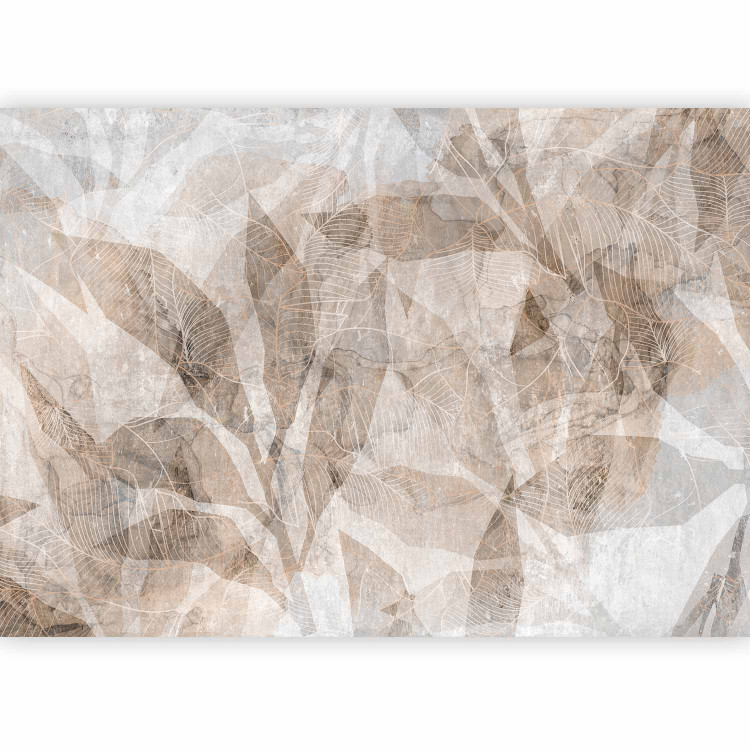 Photo Wallpaper Shadow abstraction - interlaced shapes and leaf outline - beige 144739 additionalImage 1