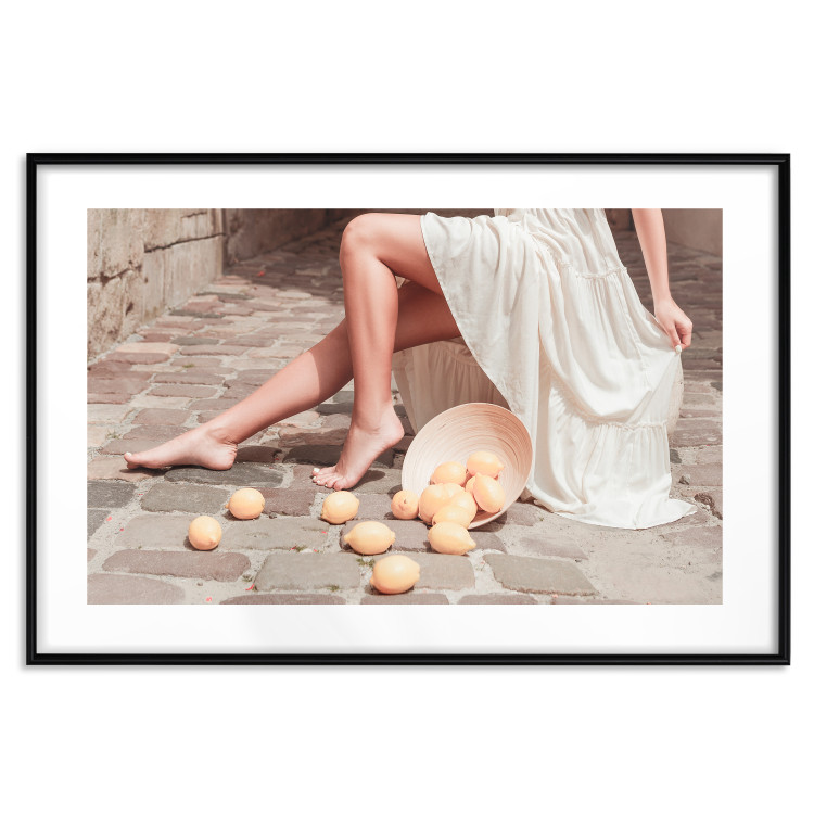 Poster Lemons in the Sun - Scattered Fruit Against the Background of a Seated Woman 145239 additionalImage 27