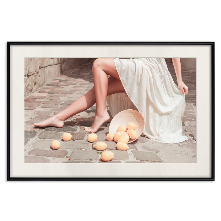 Poster Lemons in the Sun - Scattered Fruit Against the Background of a Seated Woman 145239 additionalImage 24