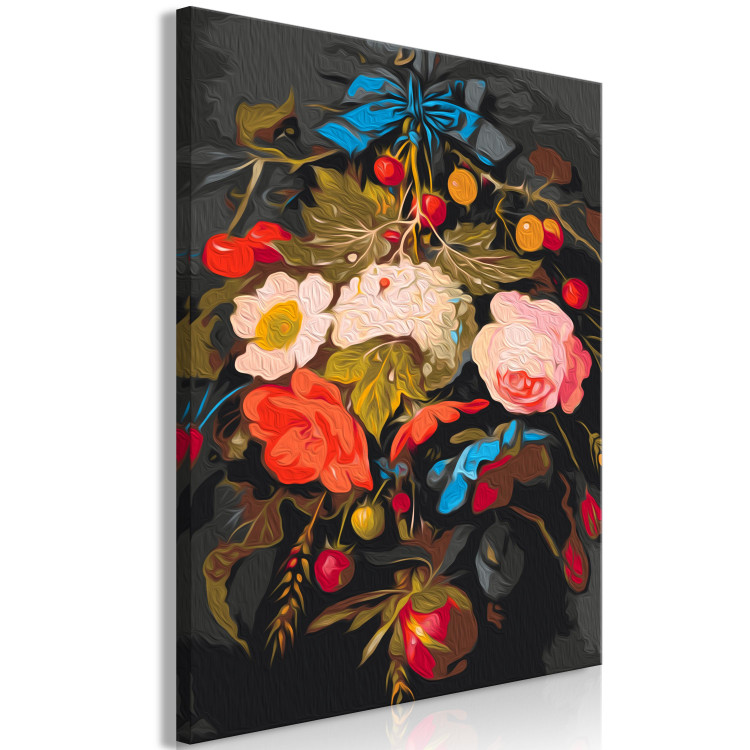 Paint by number Summer Bouquet - Colorful Flowers with Fruit on a Dark Background 147339 additionalImage 6