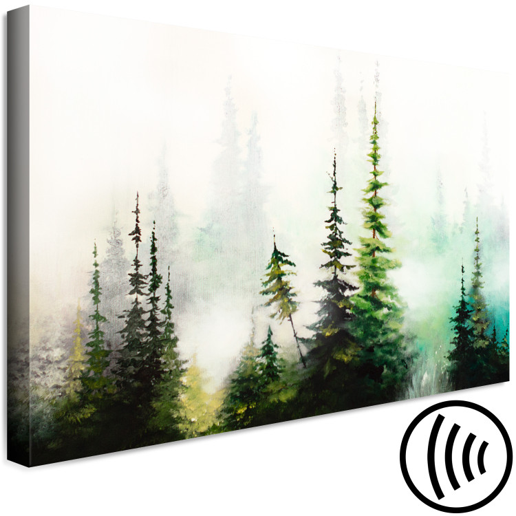 Canvas Print Painted Landscape - Green Forest of Christmas Trees Shrouded in a Thick Morning Mist 148439 additionalImage 6