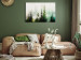 Canvas Print Painted Landscape - Green Forest of Christmas Trees Shrouded in a Thick Morning Mist 148439 additionalThumb 3