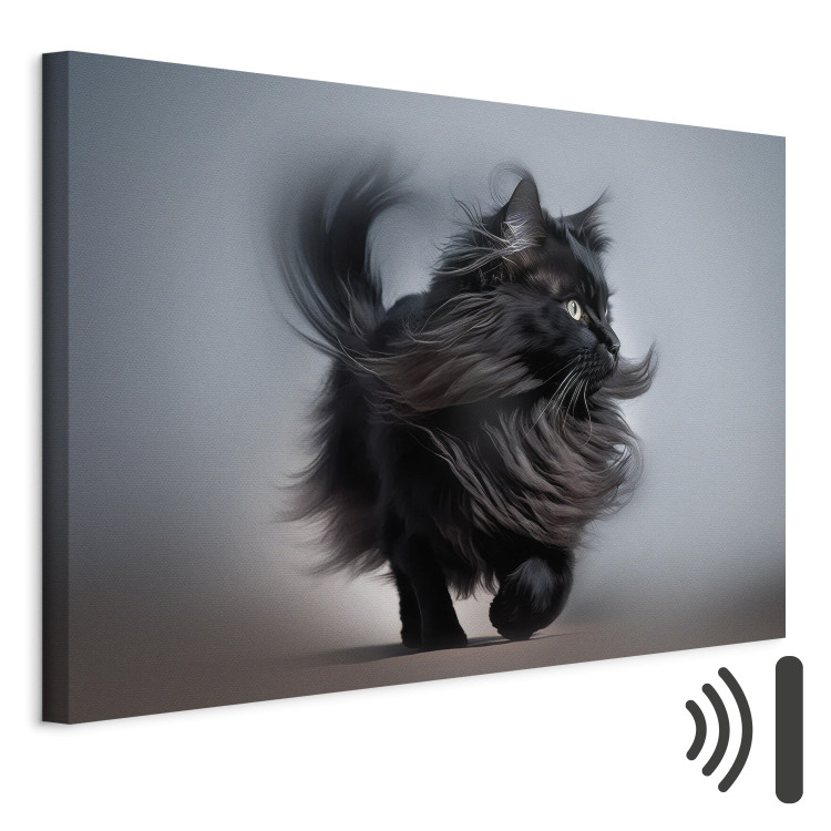 Canvas Art Print AI Maine Coon Cat - Walking Animal With Long Black Hair - Horizontal 150139 additionalImage 8