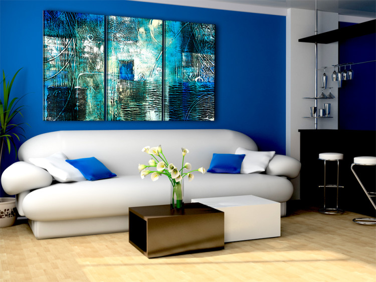 Canvas Print Fantasy (3-piece) - Blue abstraction with diverse texture 48039 additionalImage 2
