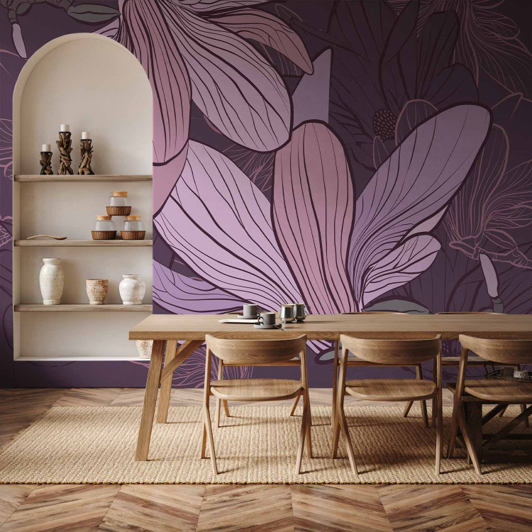 Wall Mural Purple Magnolias - Fantasy with Magnolia Flowers on a Solid Background 60739 additionalImage 6